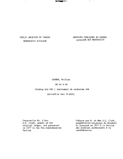 PUBLIC ARCHIVES OF CANADA ARCHIVES PUBLIQUES DU