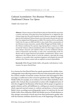 Cultural Assimilation: Two Ibsenian Women in Traditional Chinese