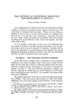 The pattern of Indonesian migration and settlement in Malaya