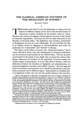 The Classical American Doctrine of "The Separation of Powers"