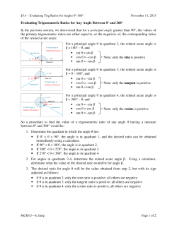 Evaluating Trigonometric Ratios for Any Angle Between 0° and 360