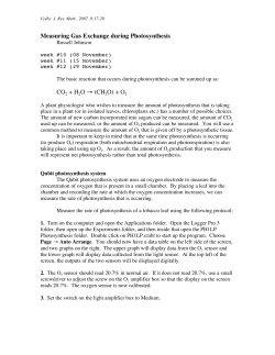 Measuring Gas Exchange during Photosynthesis CO2 + H2O