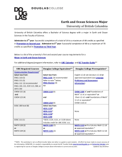 Earth and Ocean Sciences Major University of British Columbia