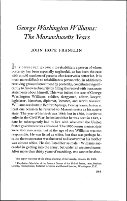 George fPashington JViUiams. The Massachusetts Tears