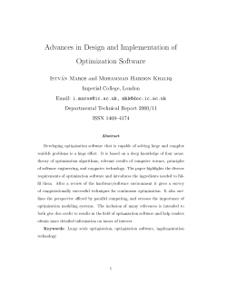 Advances in Design and Implementation of Optimization Software