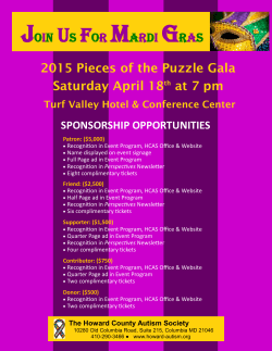JOIN US FOR MARDI gRAS 2015 Pieces of the Puzzle Gala