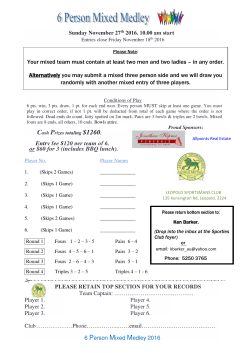 Entry fee $120 per team of 6, or $60 for 3 (includes BBQ lunch). Your