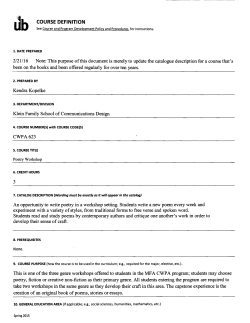 CWPA 623 Poetry Workshop -- Update course description