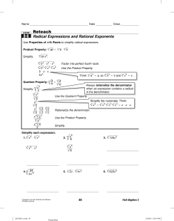 Reteach Radical Expressions and Rational Exponents