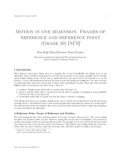 Motion in one dimension: Frames of reference and reference point