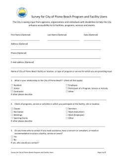 Survey for City of Pismo Beach Program and Facility Users
