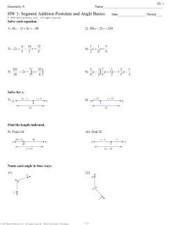 HW 1 Segment Addition Postulate and Angle Basics