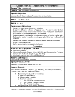 Lesson Plan 2.3 &ndash; Accounting for Inventories