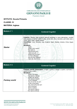 ISTITUTO: Scuola Primaria CLASSE: IV MATERIA: Inglese Starter