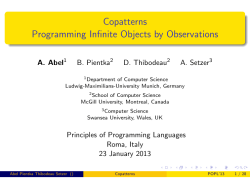 Copatterns Programming Infinite Objects by Observations