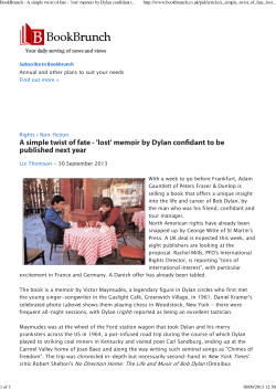 BookBrunch - A simple twist of fate - `lost` memoir by Dylan confidant