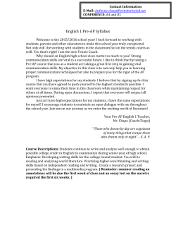 English 1 Pre-AP Syllabus