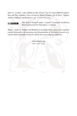 James G. Crossley, iLife of Brian or Life of Jesus? Uses of Critical
