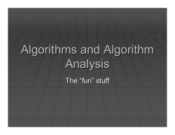 Algorithms and Algorithm Analysis