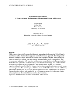 No Excuses Charter Schools - University of Arkansas Department of