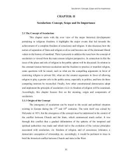 CHAPTER: II Secularism: Concept, Scope and Its Importance