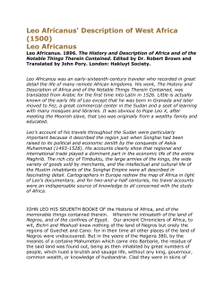 Leo Africanus` Description of West Africa (1500) Leo Africanus