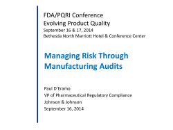 Managing Risk Through Manufacturing Audits