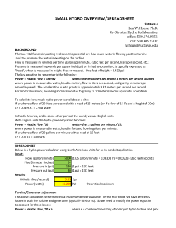 small hydro overview/spreadsheet