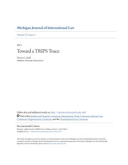Toward a TRIPS Truce - University of Michigan Law School