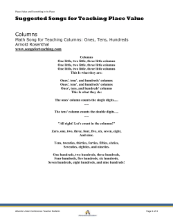 Suggested Songs for Teaching Place Value Columns