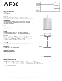 Hunt LED Pendant HTP Series Ordering Information
