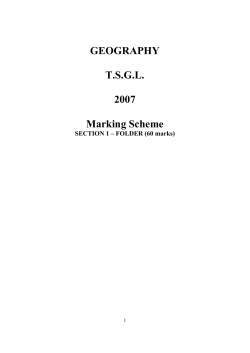 GEOGRAPHY T.S.G.L. 2007 Marking Scheme