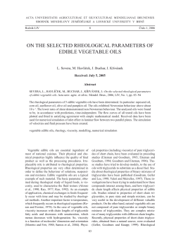 ON THE SELECTED RHEOLOGICAL PARAMETERS Of EDIBLE