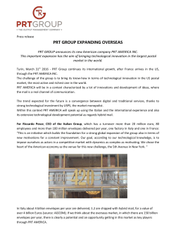 PRT GROUP EXPANDING OVERSEAS