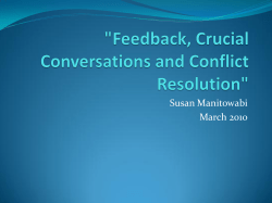 "Feedback, Crucial Conversations and Conflict Resolution"