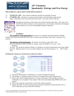 Entropy and Free Energy
