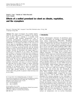 Effects of a melted greenland ice sheet on climate, vegetation, and