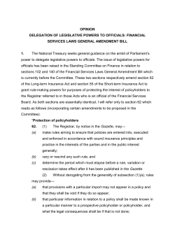 OPINION DELEGATION OF LEGISLATIVE POWERS TO OFFICIALS