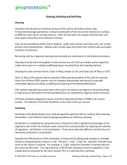 Cleaning, Sanitizing and Sterilizing