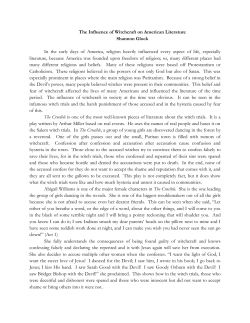 The Influence of Witchcraft on American Literature Shannon Glock In