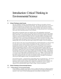 Critical Thinking in Environmental Science