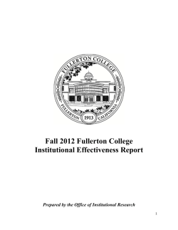 Fall 2012 Fullerton College Institutional Effectiveness Report
