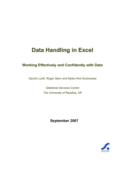 Data Handling in Excel - University of Reading