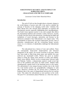 SUBCONTINENT SECURITY AND ITS IMPACT ON WORLD
