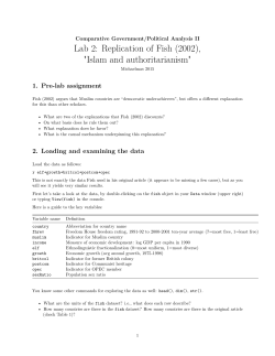 Lab 2: Replication of Fish (2002), "Islam and authoritarianism"