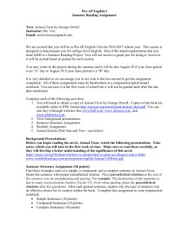 Pre-AP English I Summer Reading Assignment Text: Animal Farm