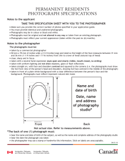 Permanent residents photograph specifications