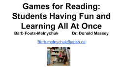 Games for Reading: Students Having Fun and Learning All