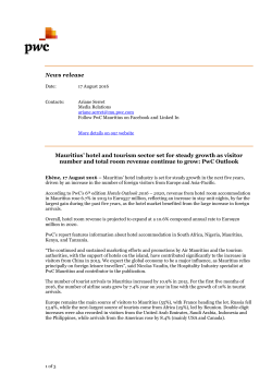 News release Mauritius` hotel and tourism sector set for