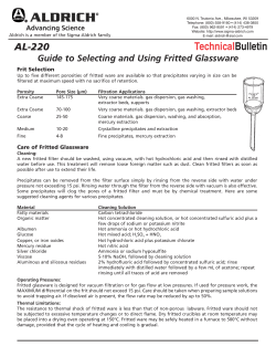 Guide to Selecting and Using Fritted Glassware - Sigma